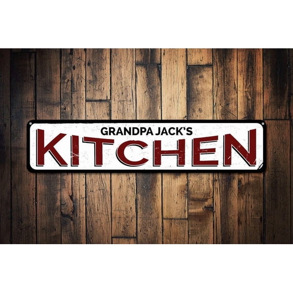 Kitchen Sign Name Kitchen Decor Metal Home Chef Sign Custom Kitchen Sign Culinary Sign - Kitchen Sign Gift - Size: 16 x 4 Inches