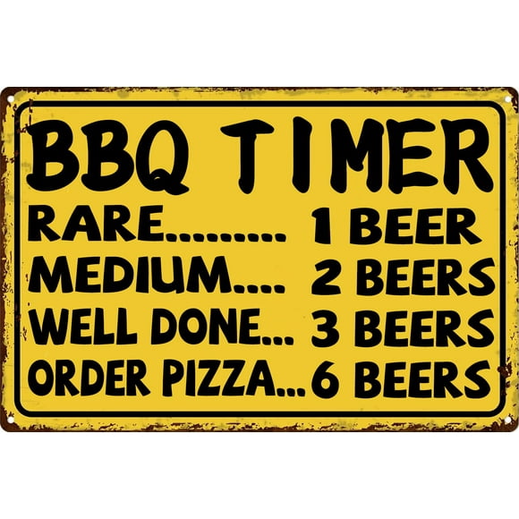 Kitchen Signs Vintage BBQ Timer Tin Sign Retro Grilling Decor Metal Signs for Outdoor Wall Decoration Home Backyard Bar Signs Barbecue Patio Sign (Aluminum) Size: 8 x 12 inch