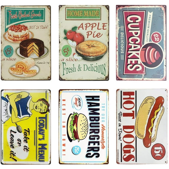 Kitchen Signs Wall Decor Rustic, Fresh Baked Goods Best in Town Vintage Retro Metal Tin Sign Wall Plaque Poster 8 x 12 Inches, Small