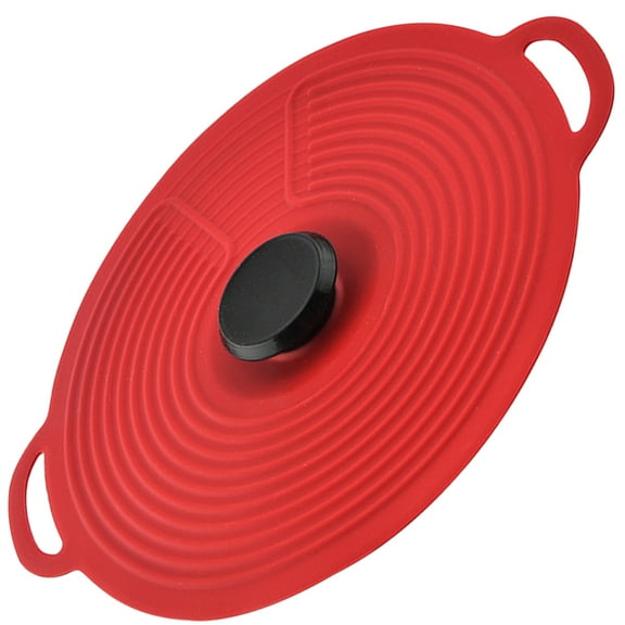 Kitchen Silicone Bowl Cover Microwave Splatter Magnetic Dishwashers Pot Handle Heat Insulation Red