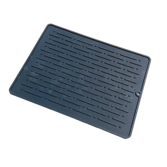 Kitchen Silicone Drip Mat, Silicone Placemat - Black Small Size 7.7X5.7 Inch Heat Resistant Food Safe Silicone Water Drain Mat, Non-Slip, Waterproof, Easy To Clean - For Kitchen
