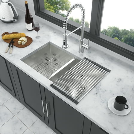 Kitchen Sink 16 Gauge Stainless Steel 32x18 inch Undermount Double Bowl Kitchen Sink (50/50) with 9 Inch Deep Sink,Stainless Steel Kitchen Sink
