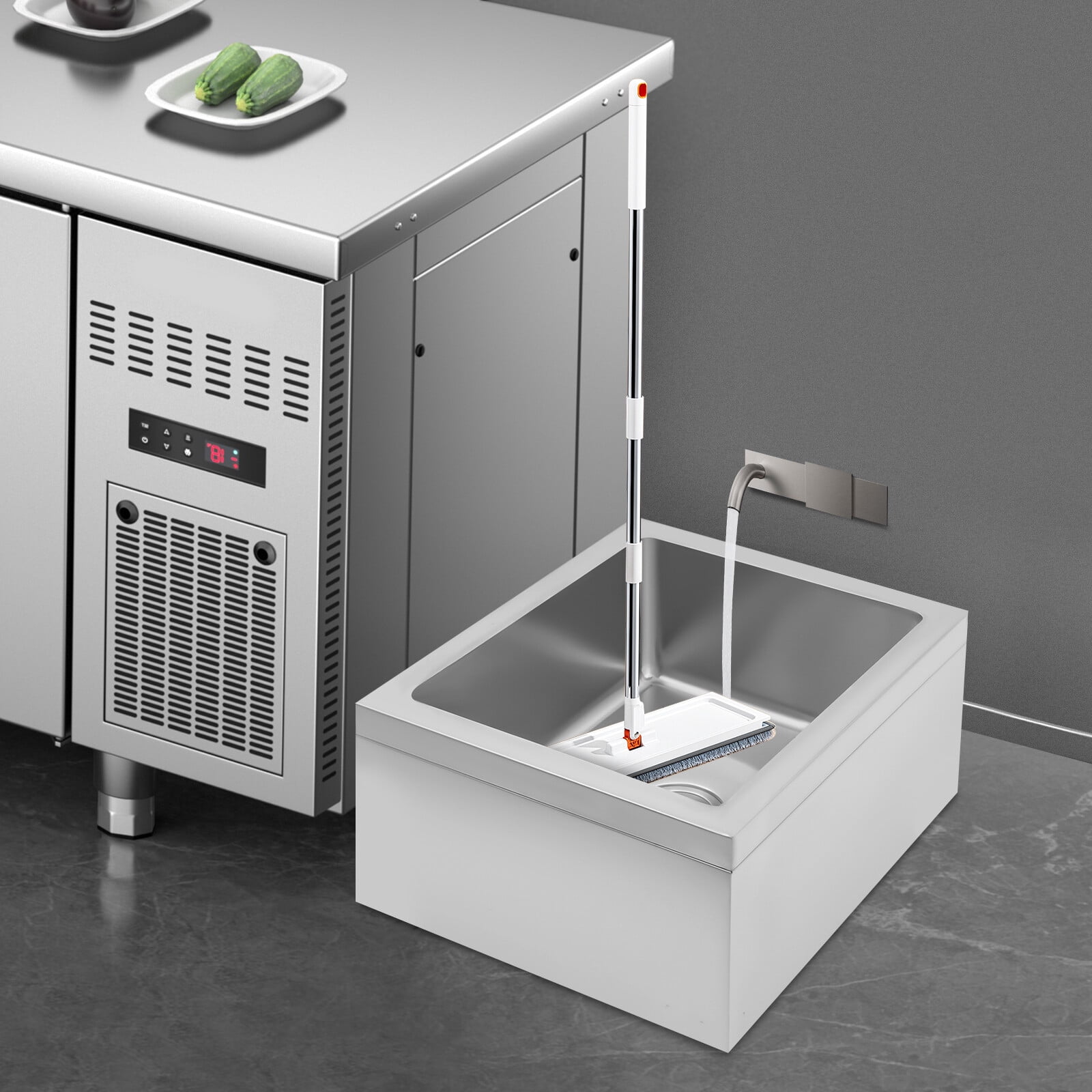 Kitchen Sink, 22x19x11.22in 304 Stainless Steel with Quick Drainage and Reinforced Corners, Floor Mount Basin, Suitable for Homes, Restaurants, and Hotels
