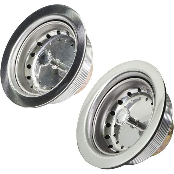Kitchen Sink 3-1/2 Inch Drain Assembly With Strainer Basket-and Rubber Stopper,Stainless Steel Pack of 2