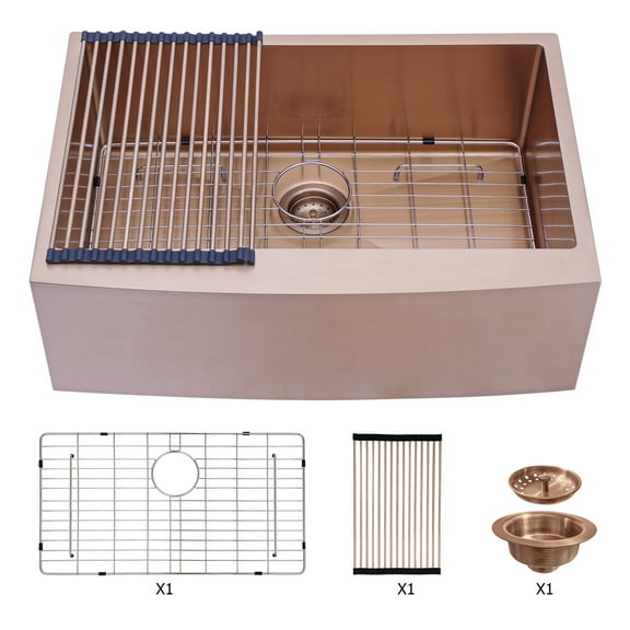 Kitchen Sink 30 Rose Gold Farmhouse Sink - 30 Inch Kitchen Sink Stainless Steel 16 gauge Apron Front Kitchen Sink,Stainless Steel Kitchen Sink