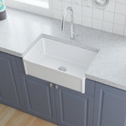 Kitchen Sink 30 inch Fireclay Kitchen Sink Farmhouse Reversiable Single Bowl, Apron Farm White Single Bowl Sink,Stainless Steel Kitchen Sink