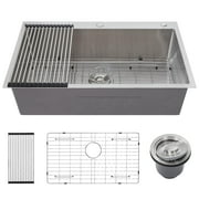 Kitchen Sink, 304 Stainless Steel Drop-In Sinks, Top Mount Single Bowl Basin with Accessories, Household Dishwasher Sinks for Workstation, RV, Prep Kitchen, and Bar Sink (25 inch/33 inch)