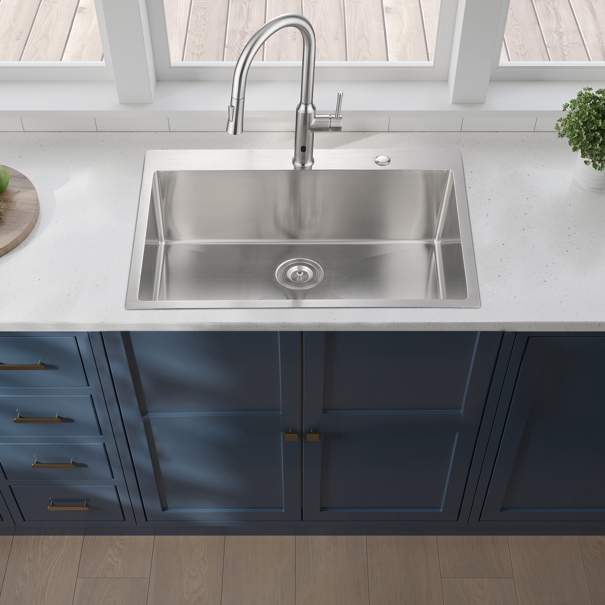 Kitchen Sink 30x22x10"Drop-in Single Bowl Stainless Steel Kitchen Sink,Stainless Steel Kitchen Sink