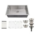 thumbnail image 1 of Kitchen Sink - 32 Inch Single Bowl Undermount Stainless Steel Sink with Accessories - Easy Drain and Low Noise - Brushed Nickel Finish, 1 of 8