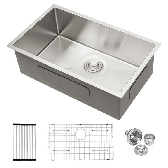 Kitchen Sink 33 Inch Undermount Sink - 33"x19"x10" Undermount Stainless Steel Kitchen Sink 16 Gauge 10 Inch Deep Single Bowl Kitchen Sink Basin,Stainless Steel Kitchen Sink