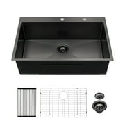 Kitchen Sink 33x22x10"Drop-in Single Bowl Stainless Steel Kitchen Sink,Stainless Steel Kitchen Sink