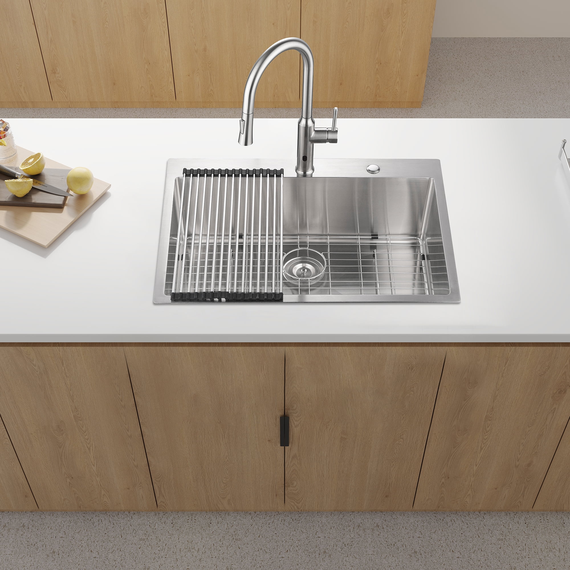 Kitchen Sink 33x22x10"Drop-in Single Bowl Stainless Steel Kitchen Sink,Stainless Steel Kitchen Sink