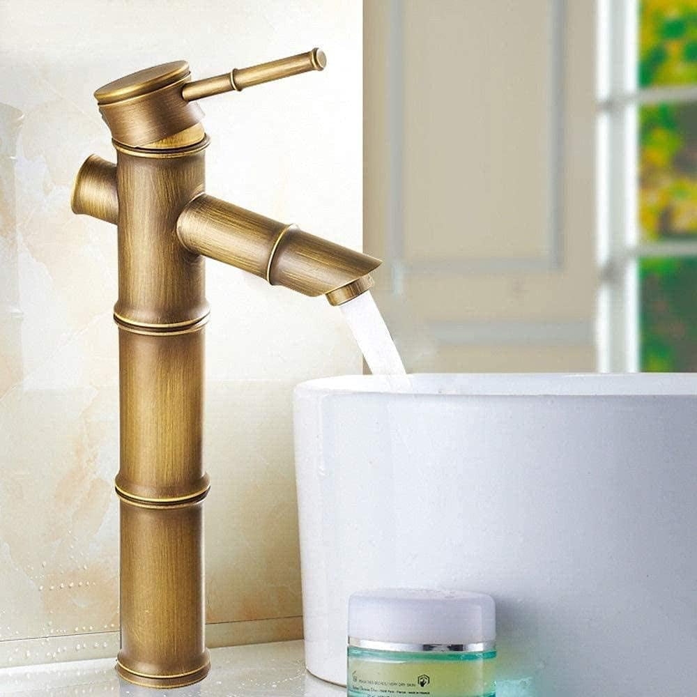 Kitchen Sink All Bronze Bamboo Joint Antique Tap, Hot and Cold Water
