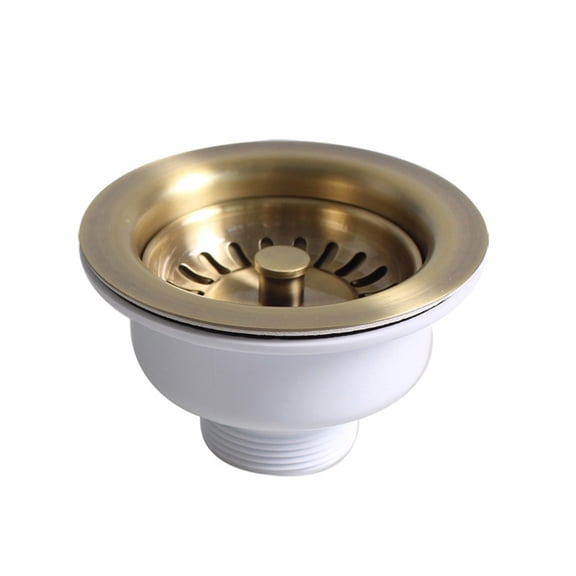 Kitchen Sink Basket Strainer Waste Drainer, 114mm PVD Copper Plated Stainless Steel, for 83-90mm Hole, Gold and White Finish