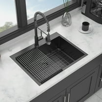 Kitchen Sink Black Drop Sink, 28x22 inch Drop in Kitchen Sink Gunmetal Black Topmount 16 Gauge Deep Single Bowl Stainless Steel Sink Basin,Stainless Steel Kitchen Sink