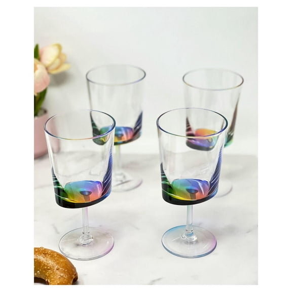 Kitchen Sink Caddy, Oval Halo Plastic Wine Glasses Set of 4 (12oz), BPA Free Acrylic Wine Glass Set, Unbreakable Red Wine Glasses, White Wine Glasses, Clear Kitchen Utensil Set