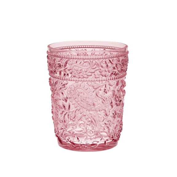Kitchen Sink Caddy, Paisley Acrylic Glasses Drinking Set of 4 DOF (13oz), Plastic Drinking Glasses, BPA Free Cocktail Glasses, Drinkware Set, Drinking Water Glasses, Pink Kitchen Utensil Set
