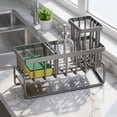 thumbnail image 1 of Kitchen Sink Caddy, Sponge Stand for Kitchen Sink with Detachable Vent Tray, Rustproof Stainless Steel Countertop Organizer for Brushes and Soap, Compact Gray, 1 of 7