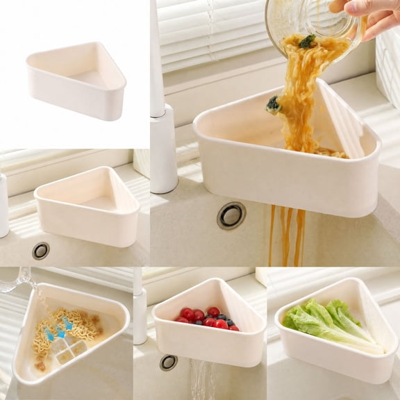 Kitchen Sink Corner Draining Basket, Fine Mesh Triangular Sink Strainer, Space Saving Sink Caddy, Kitchen Sink Drain Rack