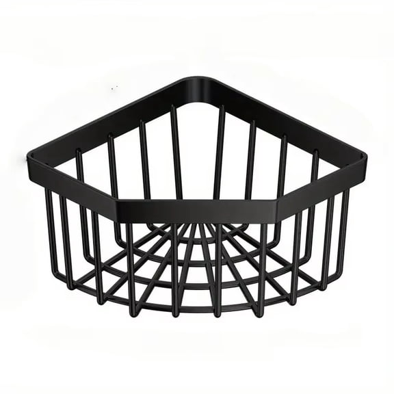 Kitchen Sink Corner Storage Basket Drain Rack, No Drill Triangular Sponge Holder Organizer for Bathroom Kitchen Countertop Display Sink Organizer (Black)