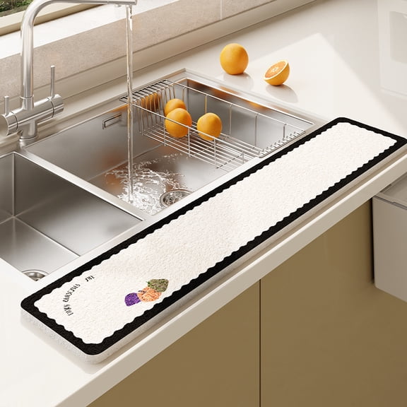 Kitchen Sink Countertop Absorbent Pad, Splash Proof Water Washing, Hand Sink Sink Edge Narrow Sponge Pad, Bathroom Wood Pulp Cotton Cleaning Wipe