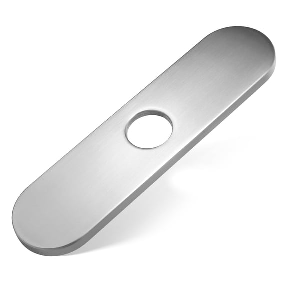 Kitchen Sink Deck Plate 10.16 X 2.55 Inch Steel Faucet Base Cover Brushed Metal Escutcheon for 1 or 3 Hole Sink Installation