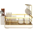 thumbnail image 1 of Kitchen Sink Dish Drying Rack: Drying Dish Rack, 2025 New Multifunctional Dish Rack with Drainer Tray, Chopstick Holder, and Wine Glass Rack, Dish Drainers for Kitchen Counter (Gold Upgraded), 1 of 10