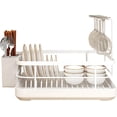 thumbnail image 1 of Kitchen Sink Dish Drying Rack: Drying Dish Rack, 2025 New Multifunctional Dish Rack with Drainer Tray, Chopstick Holder, and Wine Glass Rack, Dish Drainers for Kitchen Counter (White Upgraded), 1 of 10