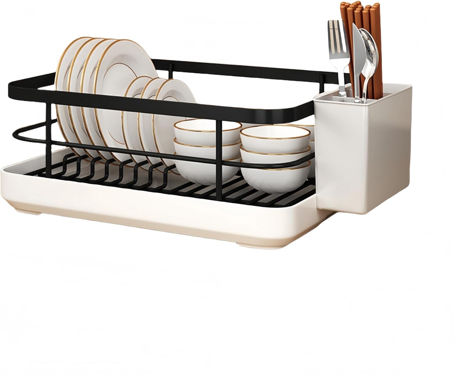 Kitchen Sink Dish Drying Rack: Drying Dish Rack, 2025 New Multifunctional Dish Rack with Drainer Tray, Chopstick Holder, and Wine Glass Rack, Dish Drainers for Kitchen Counter (Black)