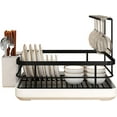 thumbnail image 1 of Kitchen Sink Dish Drying Rack: Drying Dish Rack, 2025 New Multifunctional Dish Rack with Drainer Tray, Chopstick Holder, and Wine Glass Rack, Dish Drainers for Kitchen Counter (Black Upgraded), 1 of 10
