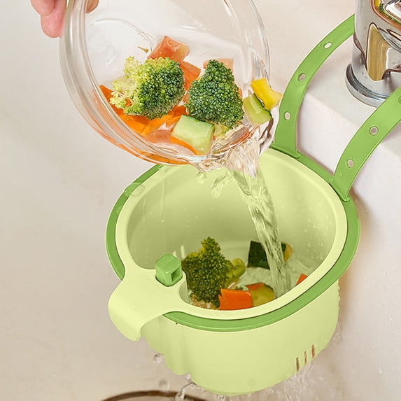 Kitchen Sink Drain Basket Plastic Food Strainer Colander Hanging Storage Rack