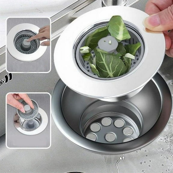 Kitchen Sink Drain Stopper Stainless Steel | Spring Core Plug | Rust-Resistant Drainer Filter | Prevents Odors & Clogs | Easy Install | 1 Pack