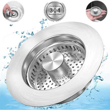 Kitchen Sink Drain Strainer, 3 in 1 All Stainless Steel Sink Strainer, Pop Up Sink Stopper with Copper Bounce Core, sinks food catcher for US Standard 3-1/2 inch