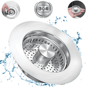 Morfeiy 3 in 1 Kitchen Sink Drain Strainer,Pop Up Sink Stopper with Copper Bounce Core,Stainless Steel Material,Fit US Standard 3-1/2'' Sink Drain Hole(1Pack)