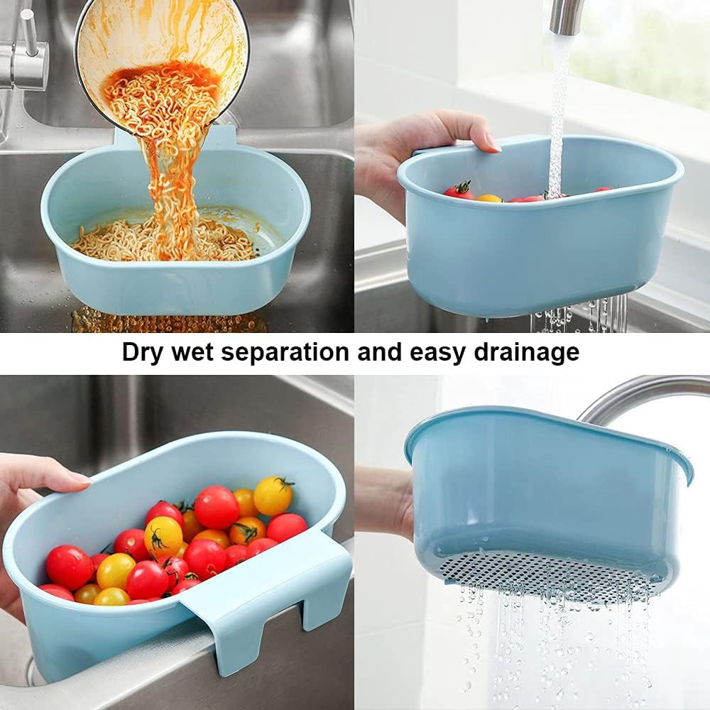 Mamakura Sink Drain Strainer Basket - Suction Cup Triangle Corner Filter With 50 Fine Mesh Nets | Kitchen Food Waste Catcher, Folding Stand Design
