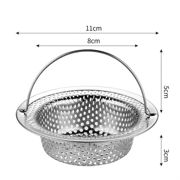 Kitchen Sink Drain Strainer, Stainless Steel Scrap Catcher, Basket Strainer with Handle, Sink Protector for Food Waste, Dishwasher Safe Drain Basket, Universal Fit Sink Accessories