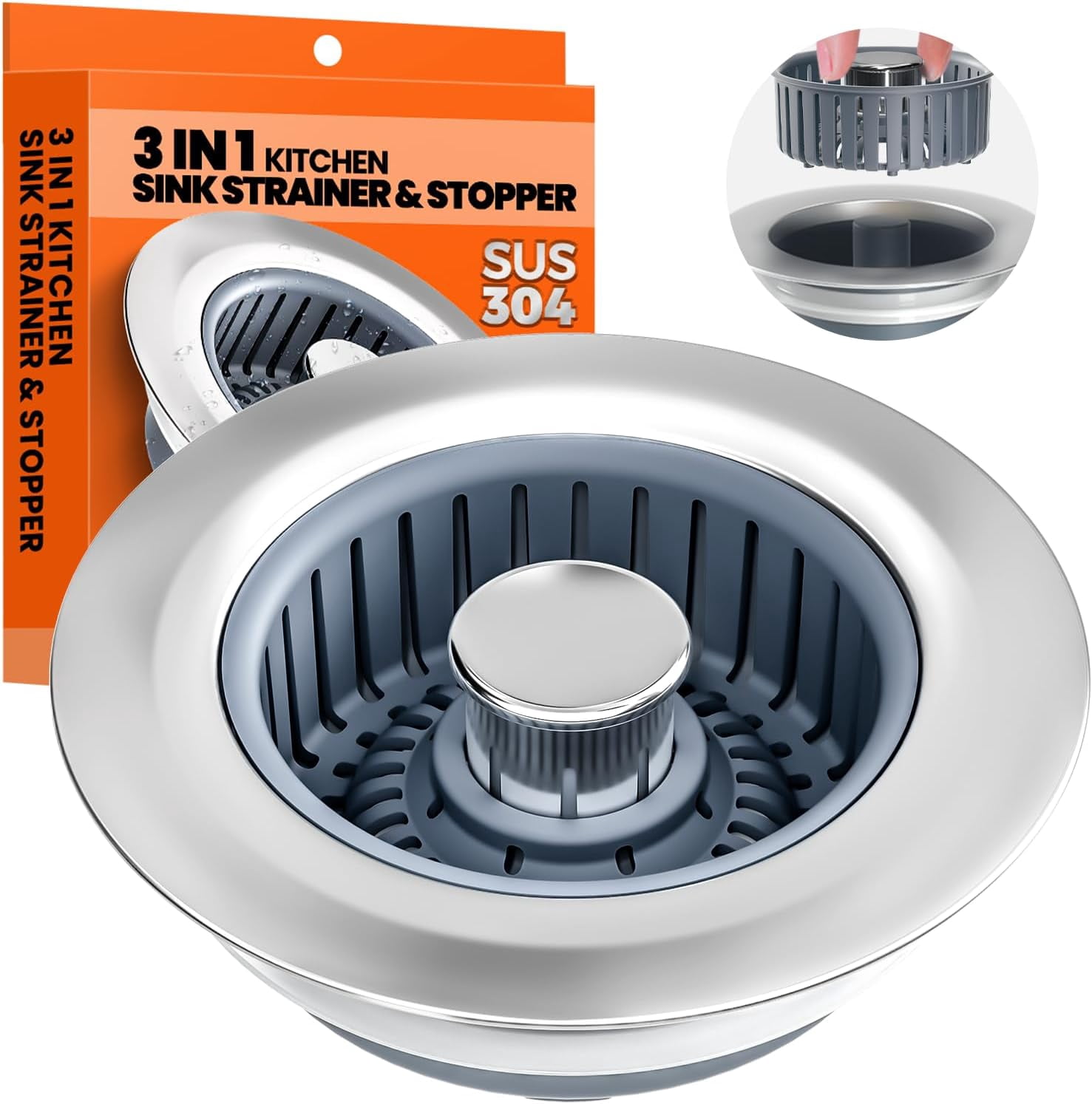 Kitchen Sink Drain Strainer - Upgraded Kitchen Sink Stopper,Sink ...