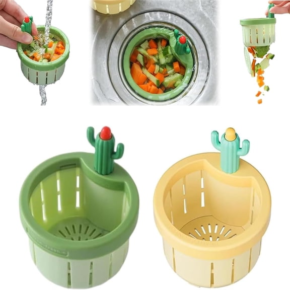 Kitchen Sink Drain Tool, Kitchen Sink Drain Basket, Sink Sponge Caddy, Dish Brush Holder, 3 Inch Diameter Small 3 Inch Diameter Cactus Themed Sink Strainer Basket Fits Standard