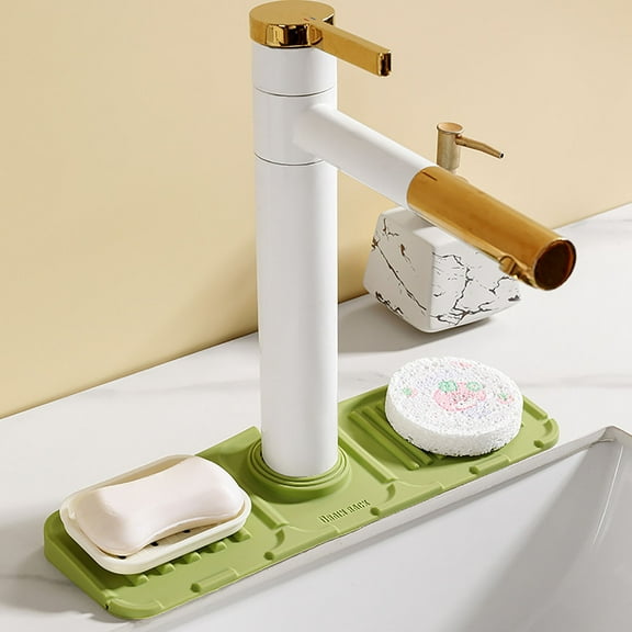 Kitchen Sink Drainage Pad | Multifunctional Countertop Splash Guard Mat | Fast-Draining Washbasin Faucet Protector | Soft Breathable Easy-Clean Silicone | 12.6 x 3.94 x 0.59 in | 1 Pack