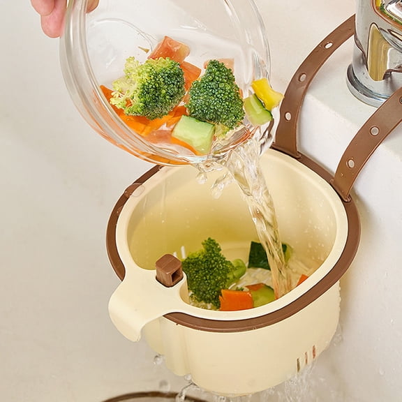 Kitchen Sink Drained Basket, Hanging Rack Food Leftovers Filter Strainer, Sink Storage Organizer, Versatile Fruit & Vegetable Washer, Dishwashing Tool, Plastic Sink Caddy Catcher for Home Countertop