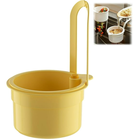 Kitchen Sink Draining Strainer Basket,Multi-Purpose Hanging Sink Strainer Basket,Kitchen Sink Food Waste Catcher,Press to Open The Waste Basket for Home Kitchens Garbage Leftovers,Yellow