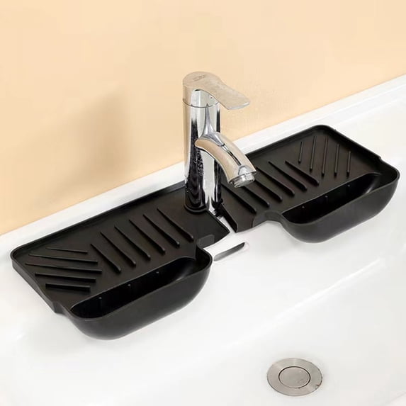 Kitchen Sink Drying Mat | 45.5 x 17 Inch Non-Slip Drainage Pad | Water Splash Proof TPR Material | Multi-Functional Counter Protector for Dishes & Utensils | Includes 1 Mat