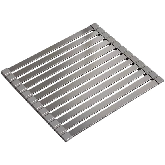 Kitchen Sink Drying Rack 17.7 x 11.8 in / 45 x 30 cm, Aluminum Silicone Foldable Sink Rack, Roll-Up Dish Drying Rack, Space Saving, Anti-Rust, Heat Resistant 400  Sink Grid