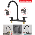 thumbnail image 1 of Kitchen Sink Faucet 2 Handle 8 Inch Centerset High Arc 360° Swivel Hot & Cold Faucet for Rv Camper Laundry Utility Bar Sinks Metallic RV Kitchen Faucet (Fit for 8 inch 2 or 3 Holes), Matte Black, 1 of 13