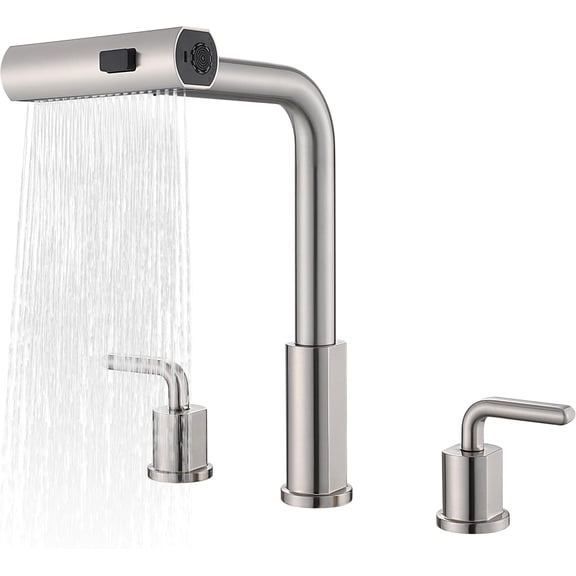 Kitchen Sink Faucet for 3 4 Hole with Sprayer - 8 inch Two Handle Vintage Kitchen faucets Set with Pull Down Spray - Stainless Steel Brushed Nickel 3 Piece Widespread Modern Kitchen Faucet.