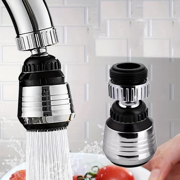 Kitchen Sink Faucet Aerator, Universal Sink Faucet 360, Swivel Faucet, Pressure Nozzle, Water Saving Head, Chrome Black Finish, 1 Pc