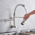 Kitchen Sink Faucet for Bar Farmhouse Commercial, Black/Chrome Brass