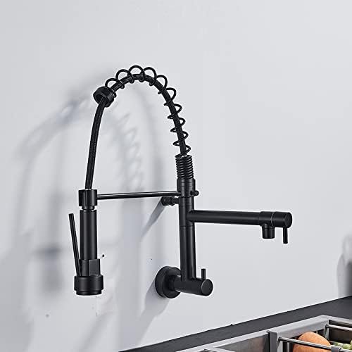 Kitchen Sink Faucet for Bar Farmhouse Commercial, Black/Chrome Brass