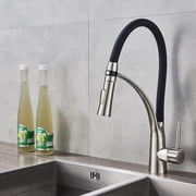 Kitchen Sink Faucet for Bar Farmhouse Commercial, Black Kitchen Sink Single Handle Kitchen Washing Crane, Hot Cold Water Mixer Taps, Pull Out Sprayer Faucets, Deck Mounted