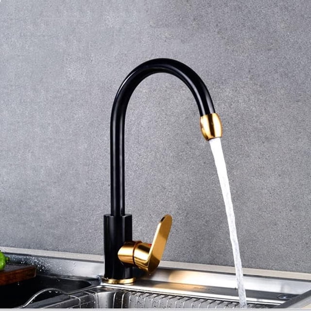 Kitchen Sink Faucet for Bar Farmhouse Commercial, Black/Silver Aluminum Kitchen Faucets, 360 ...